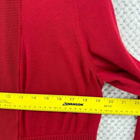 Talbots Sweater Womens L Red Knit Merino Wool Open Front Cardigan Long Sleeves - Picture 11 of 12
